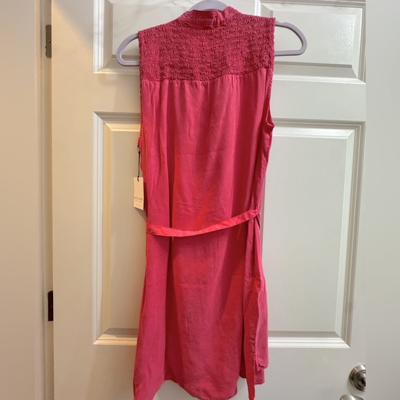 Bella Dahl NWT SZ M Pink Mini Dress, Sleeveless, Smocked, Yoked, Tencel - Picture 6 of 6
